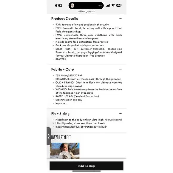 ATHLETA Ultra High Rise Elation 7/8 Legging M Medium | Black tight #599750 - Picture 12 of 15